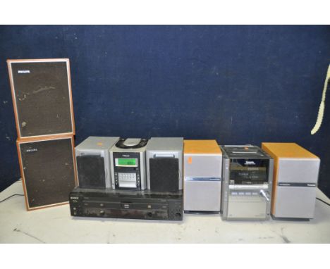 A SELECTION OF AUDIO EQUIPMENT, to include a Panasonic SA-PM28 mini stereo system, with pair of Panasonic SB-PM39 speakers, B