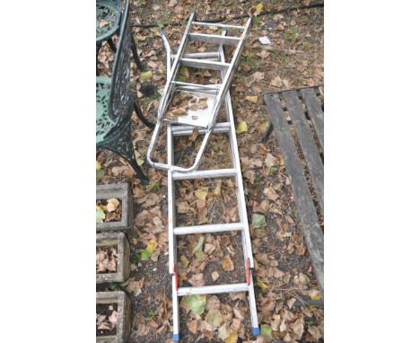TWO ALUMINIUM STEP LADDERS the longest being 185cm high