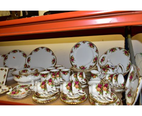 A ONE HUNDRED AND EIGHT PIECE ROYAL ALBERT OLD COUNTRY ROSES DINNER SERVICE, comprising a salad bowl and servers, a teapot, a