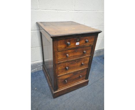 A 19TH CENTURY ROSEWOOD CHEST OF FOUR GRADUATED DRAWERS, width 51cm x depth 56cm x height 74cm (condition:-originally had a t