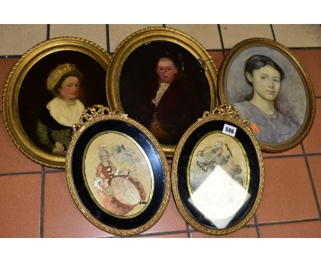 TWO OVAL HALF LENGTH PORTRAITS IN THE LATE 18TH CENTURY STYLE, depicting a lady and gentleman, both oval oil on canvas, they 