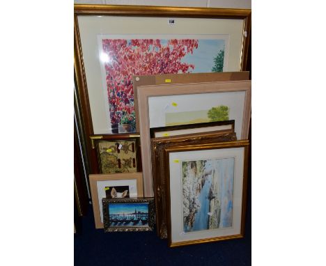 MODERN DECORATIVE PAINTINGS AND PRINTS, to include Charles Penny 'Late Summer Shadows' limited edition screen print, approxim