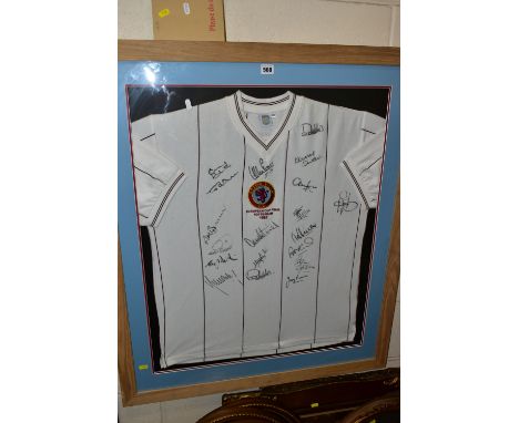 A SIGNED ASTON VILLA FOOTBALL SHIRT FOR THE 1982 EUROPEAN CUP FINAL , bears nineteen signatures to include Peter Withe, Des B