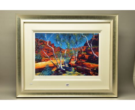 ROLF HARRIS (AUSTRALIA 1930) 'HAMERSLEY RED ROCKS', a signed limited edition print depicting an Australian landscape, 172/195