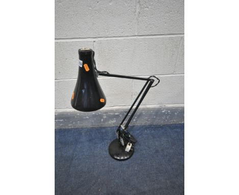 A BLACK FINISH HERBERY TERRY &amp; SONS ANGLE POISE DESK LAMP
