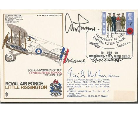 WW2 Luftwaffe aces multsigned RAF Rissington cover. Signed by top all time air ace Erich Hartmann, Gen Adolf Galland and Joha