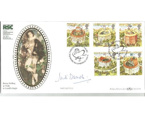R S C FDC. Signed by Dame Judi Dench. 8/8/1995 The Barbican London postmark. Good condition.  All signed items come with our 