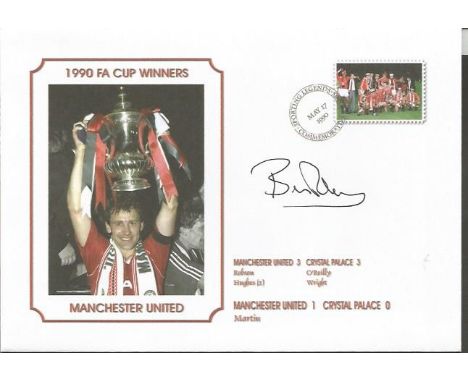 Bryan Robson, football Autographed Commemorative Cover Depicting Man Uniteds 1990 Fa Cup Final Victory Over Crystal Palace, S