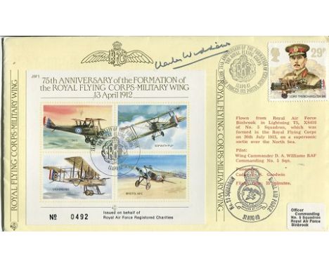 GUY GIBSON CO: 75th anniversary of the Royal Flying Corps cover signed by Battle of Britain night fighter leader Air Commodor