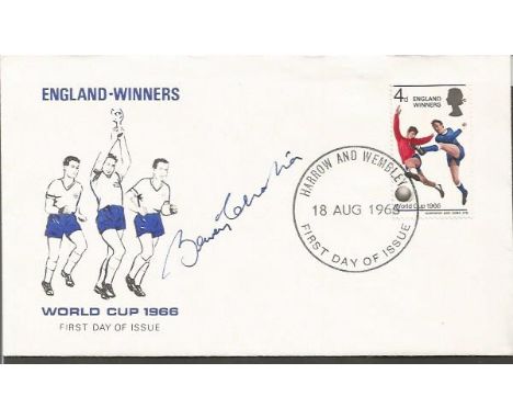 Bobby Charlton signed England Winners Football FDC. Good condition.  All signed items come with our certificate of authentici