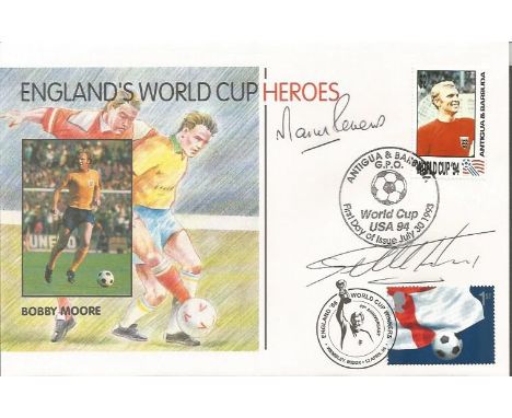 Geoff Hurst and Martin Peters signed England World Cup Heroes Football FDC. . Good condition.  All signed items come with our