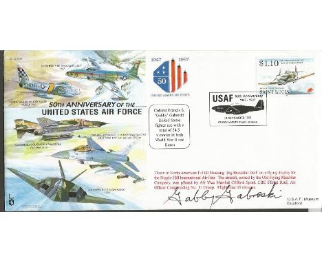 Col Gabby Gabreski WW2 top US fighter ace signed 1997, 80th ann RAF cover. Only 250 issued. Good condition.  All signed items