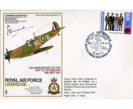 BATTLE OF BRITAIN: RAF Uxbridge 31st anniversary of the Battle of Britain cover signed by Group Captain S.F Vincent who shot 