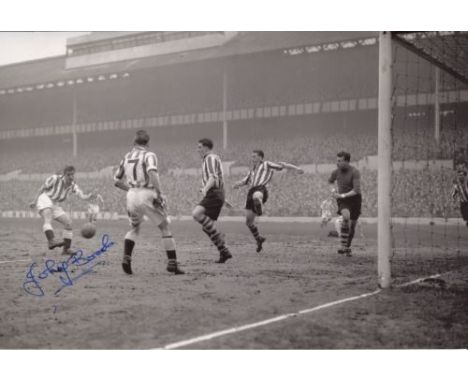 TOTTENHAM HOTSPUR: 8x12 inch photo signed by the late Johnny Brooks, pictured scoring for Tottenham Hotspur against Port Vale