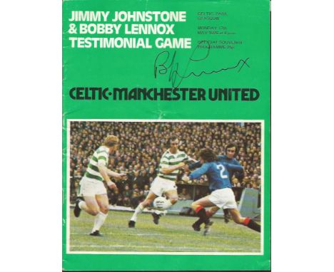 Bobby Lennox, football Autographed Testimonial Programme, V Man United @ Parkhead In 1976, Signed To The Front Cover In Black