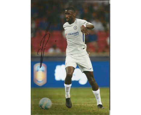 Antonio Rudiger Signed Chelsea football 8x12 Photo . Good condition.  All signed items come with our certificate of authentic