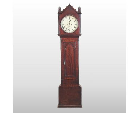 A late George III Scottish mahogany cased longcase clock, the painted dial signed John Todd, Glasgow, having an eight movemen