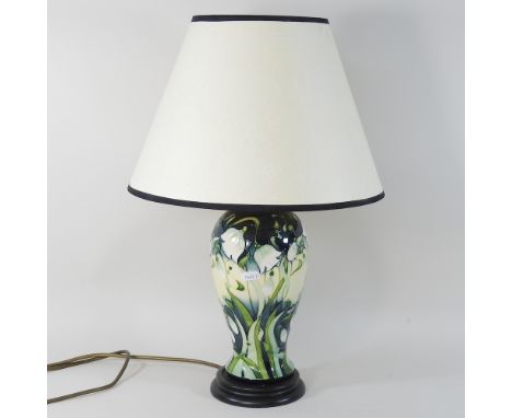 A modern Moorcroft pottery table lamp and shade, 52cm high