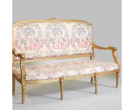 A French style style gilt framed sofa, 155cm