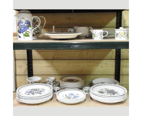 Two shelves of Portmeirion Botanic Garden pattern part tea and dinner service, together with other china, to include Beatrix 