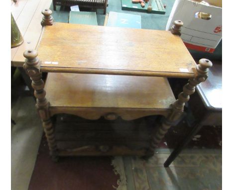 Carved oak buffet trolley - Approx size: W: 80cm, D: 41cm, H: 102cm
