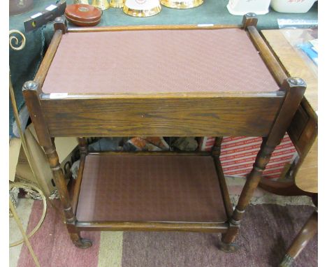 Antique oak buffet trolley 