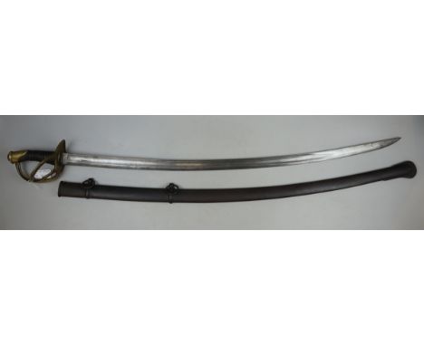 1822 pattern French cavalry trooper's sword with steel scabbard and 2 hanging rings 