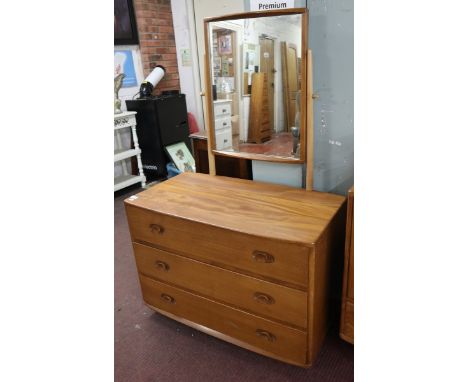 Ercol blonde elm dressing table &amp; mirror - Approx W: 92cm D: 49cm H: 144cm