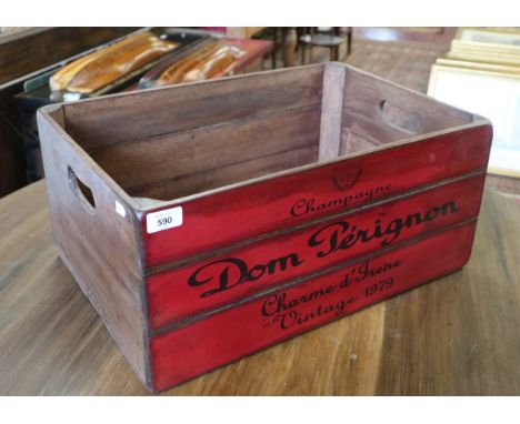 Crate marked Dom Perignon 
