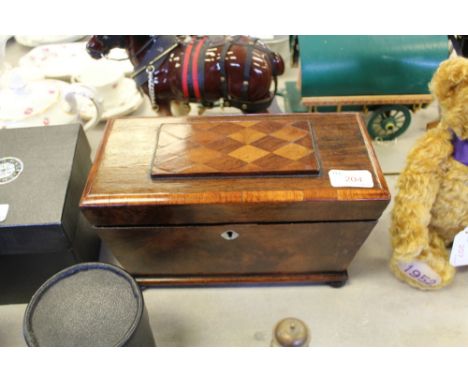 C19th Marquetry Inlaid Walnut Tea Caddy