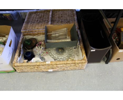Wicker case , china, magazine rack, light fittings
