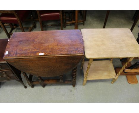 Oak Barley Twist Gate Leg Table & Barley Twist Occasional Table