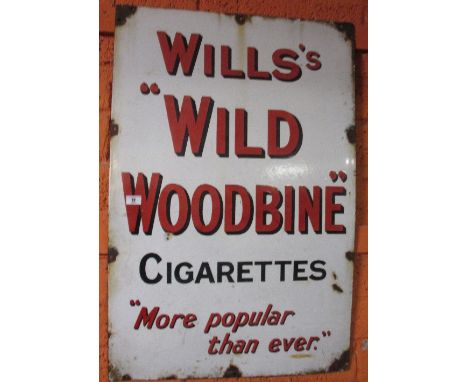 A Vintage Enamel Wills's Wild Woodbine Cigarette Sign; 90Hx62L.