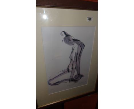 An Abstract Coloured Print of a Nude Female; signed lower right.