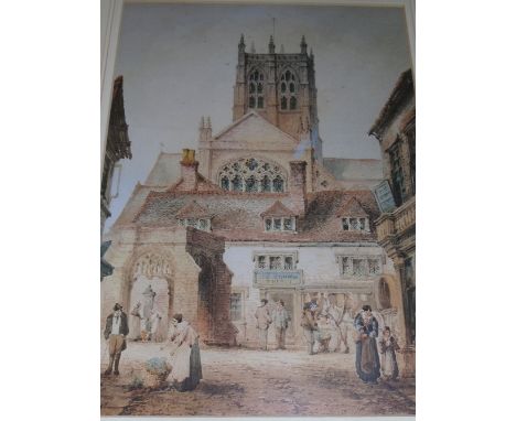 A Framed and Glazed Print Depicting a Period Street Scene.