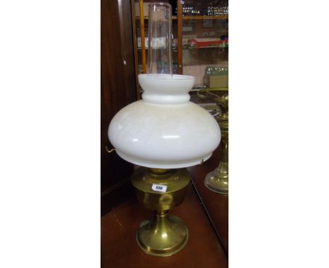 An Early 20th Century Paraffin Lamp with White Opaque Shade & Chimney.