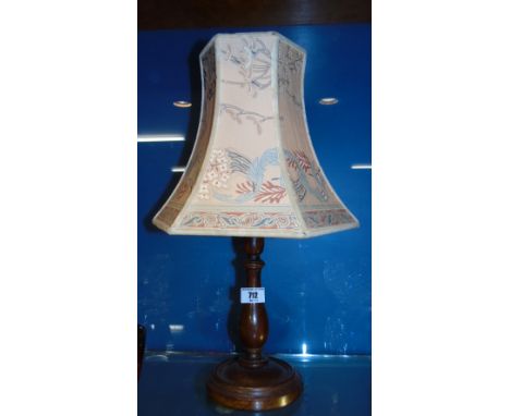 A 20th Century Table Lamp With Hand Painted Shade.