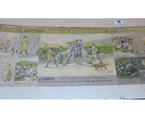 A Late 19th century Coloured Print, "Collage of Widdicombe Fair".