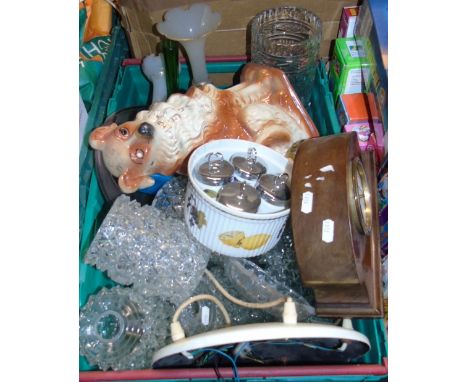 BEST BID: A Quantity of Glassware, Royal Worcester, Mantel Clock & Staffordshire Dog.