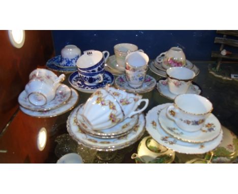 A Collection of Victorian & Edwardian Colourful Cups, Saucers & Trios (12).