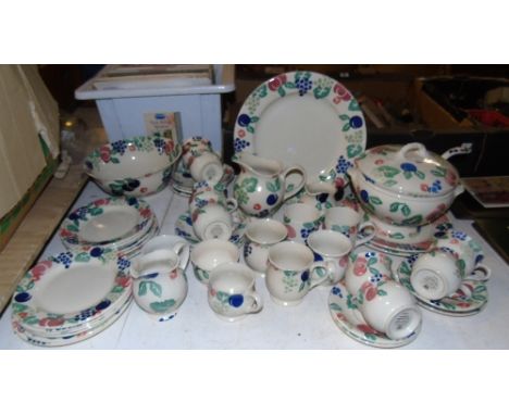 A Royal Winton 'Hand Decorated Spongeware' Table Service in the Tradition Pattern to include a soup tureen, lid & ladle (3 sh