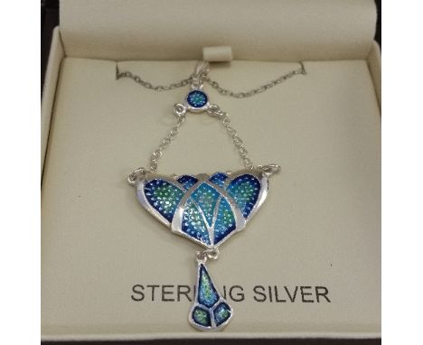A Silver Enamel Art Nouveau Style Pendant.