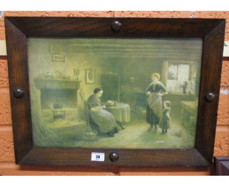 An Oil Landscape Painting & and Interior Scene Print (2).