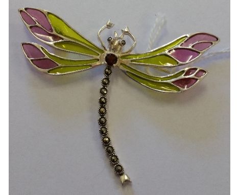 A Silver Enamel Dragonfly Broach.