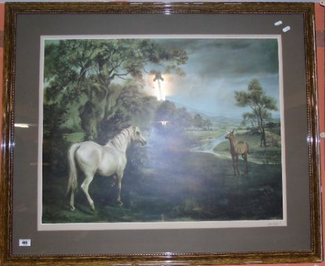 A Large Signed Susan Crawford Limited Edition Coloured Print, 55/250, depicting a mare & foal in an extensive landscape, sign