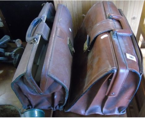 Two Vintage Brown Leather Gladstone Bags.