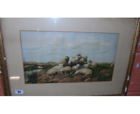 A 19th Century Coloured Print after Thomas Sidney Cooper; Sheep by a River.