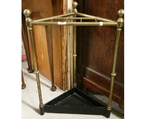 An Early 20th Century Brass Corner Stick Stand.