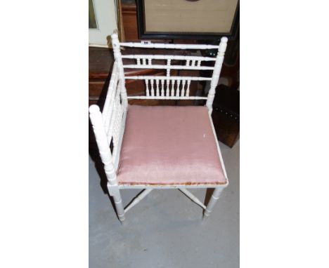 A Bobbin Style Painted Corner Chair.
