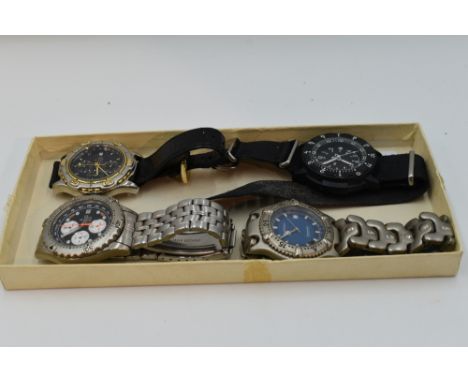 Two gents Accurist Chronograph W R 50 wrist watches and two gents fashion wrist watches